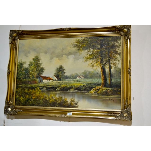 493 - Large Oil Painting In Ornate Gilt Frame