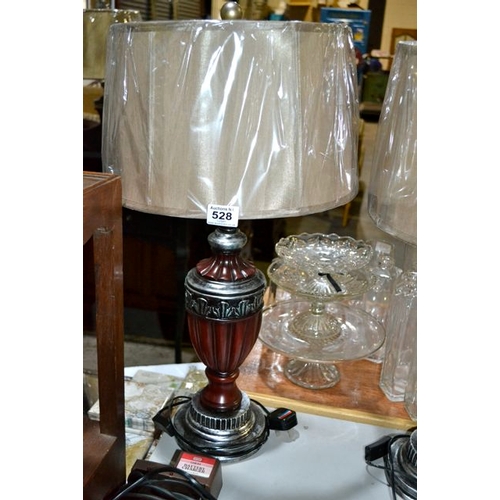 528 - Bronze & Pewter Effect Lamp & Shade - New