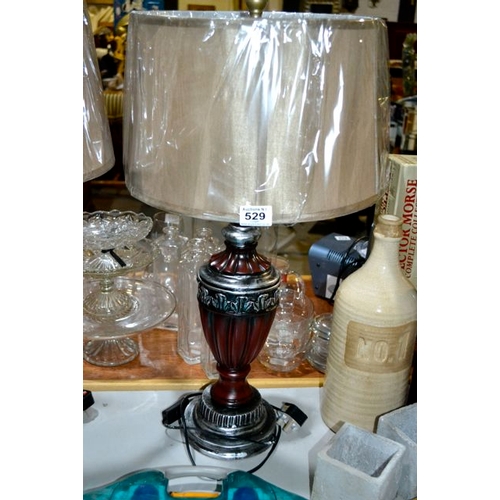 529 - Bronze & Pewter Effect Lamp & Shade - New