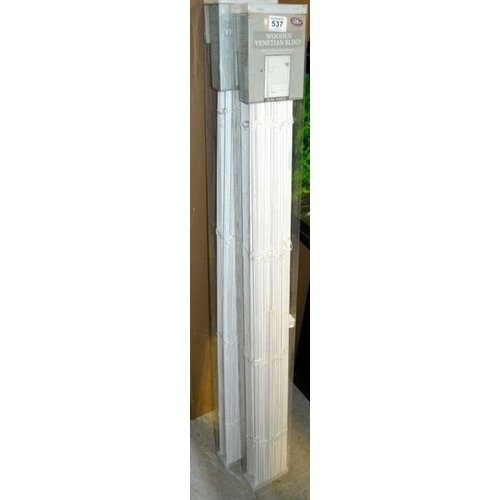 537 - Pair of White Wooden Venetian Blinds