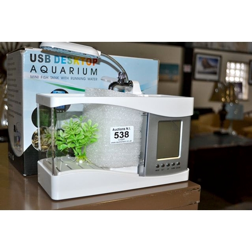 538 - USB Desktop Aquarium with Running Water/Sounds/Lights etc