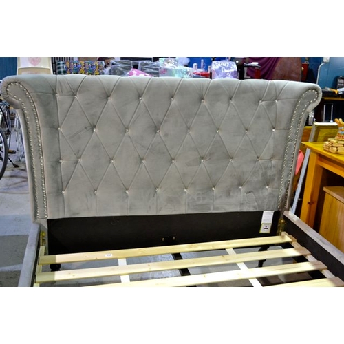 248 - Diamonte Detailed Grey 5' Bed Frame - As Seen