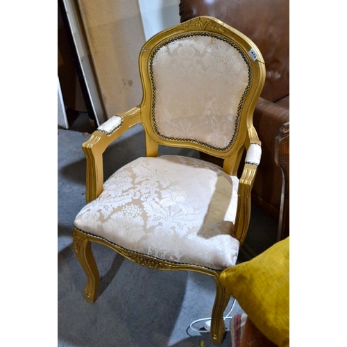 472 - Gold Damask Louis Chair - As Seen