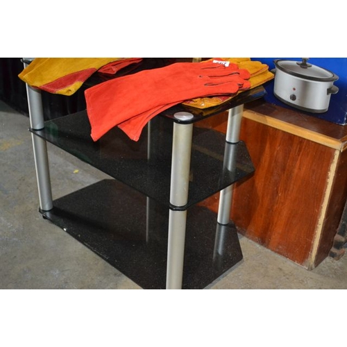 569 - Black Glass TV Stand