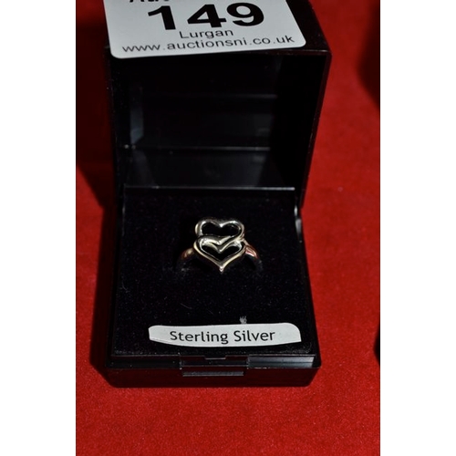 149 - Silver Double Heart Ring