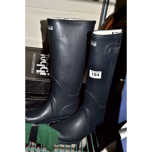 184 - Pair of New Toggi Navy Wellies - UK 4