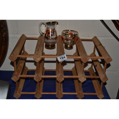 194 - Wine Rack + Retro Jug/Sugar Bowl