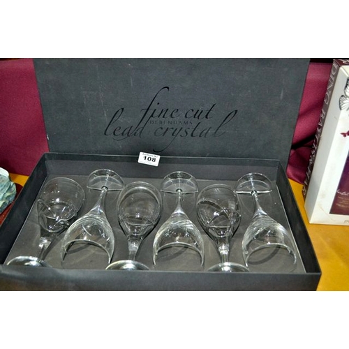 108 - Fine Cut Lead Crystal Glass x 6