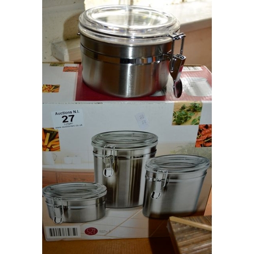 27 - Stainless Steel Canister Trio - New