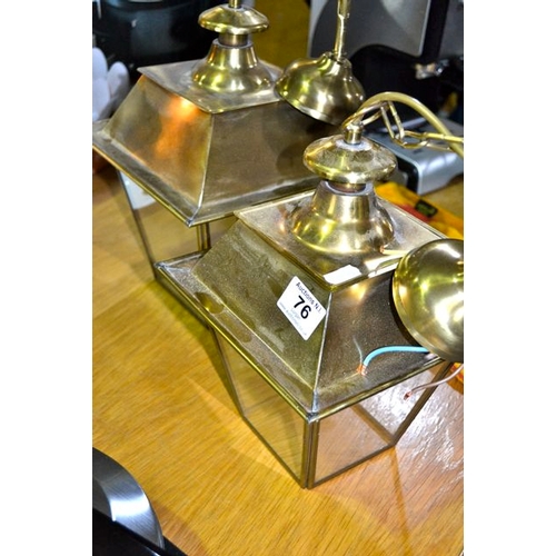 76 - Brass Lantern Ceiling Light x 2