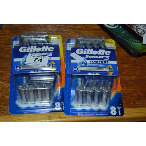 74 - 2x Gilette Sensor 3 Comfort Razor Pack