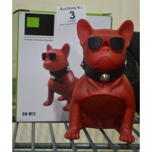 3 - Red French Bulldog Bluetooth Speaker