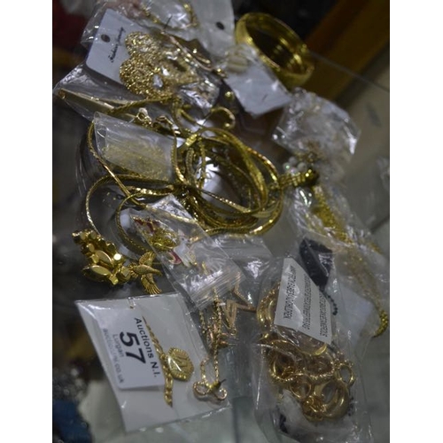 57 - Lot of Gold Coloured Jewellery