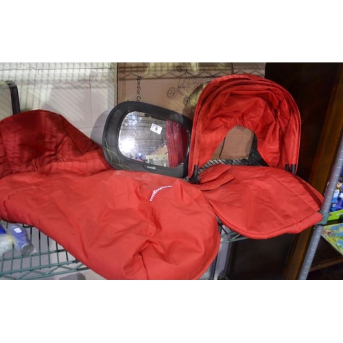 6 - Mothercare Pram Hood + Cover + Munchkin Car Mirror