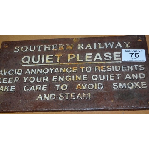 76 - Cast Southern Railway Sign