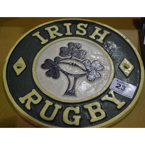 233 - Cast Iron Irish Rugby Sign