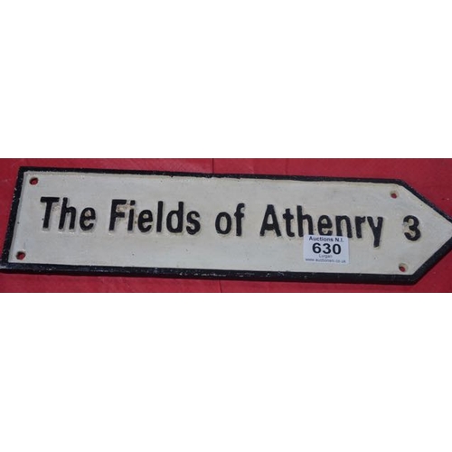 630 - Cast Iron Sign Fields of Athenry