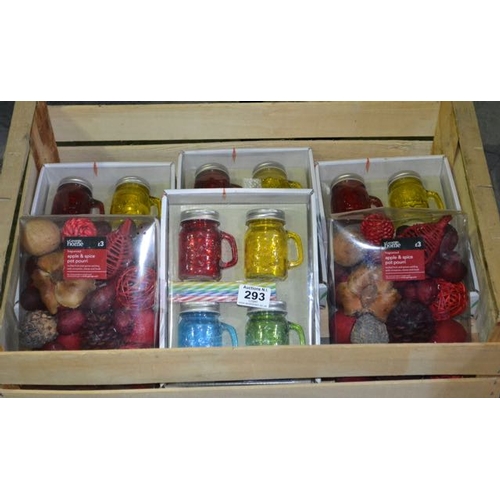 293 - Crate of Drinking Jars + Pot Pouri