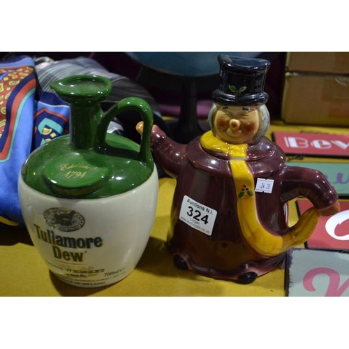 324 - Tullamore Dew Whiskey Jug + Burslem Teapot