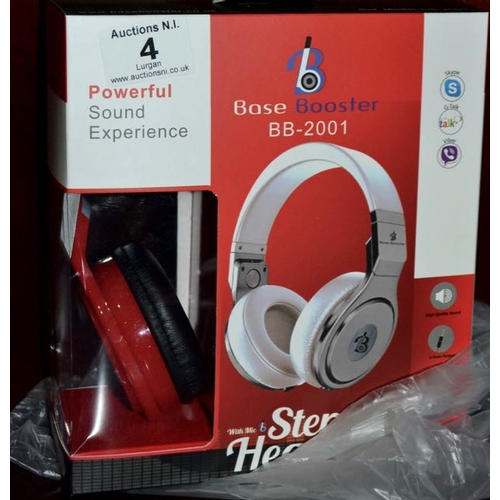 4 - Base Booster Stereo Headset - Red