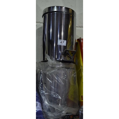 47 - 2x Stainless Steel 3Ltr Pedal Bin