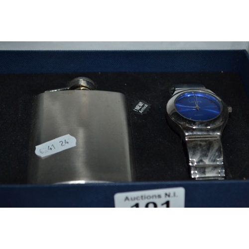 101 - Hip Flask & Watch Giftset