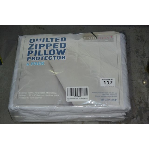 117 - Quilted Zipped Pillow Protector x4