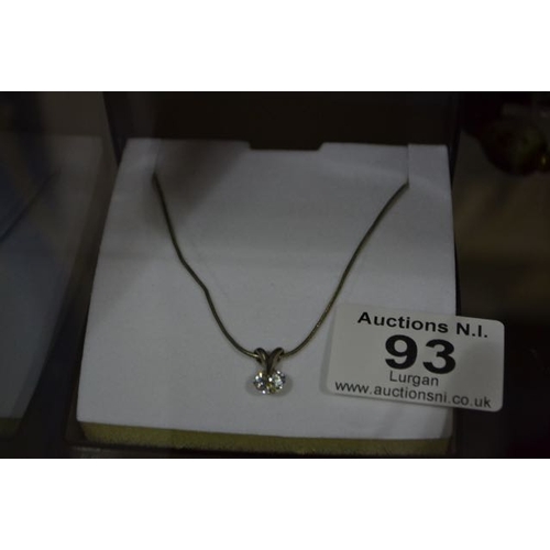 93 - Silver CZ Pendant Necklace