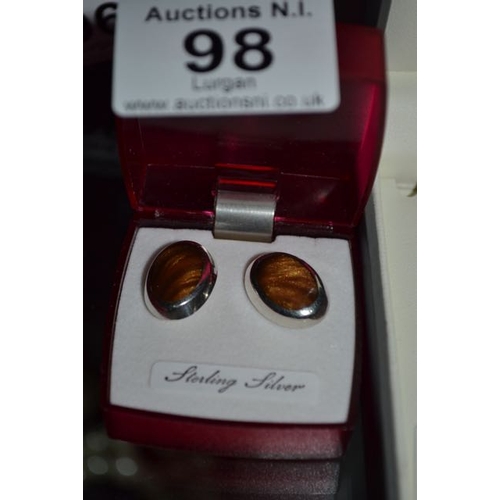 98 - Silver Earrings with Smokey Stone