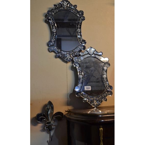 395 - Pair of Beautiful Venetian Mirrors plus Coat Hook