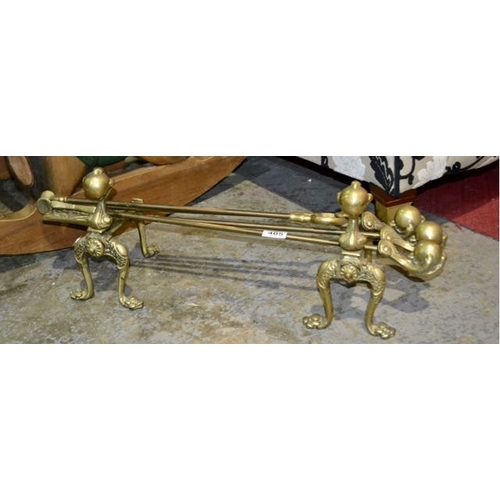 405 - Brass Heavy Fire Dogs with Ball & Talon Detail