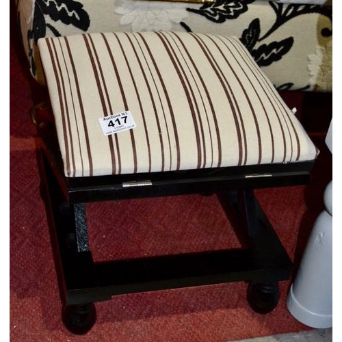 417 - Height Adjustable Upholstered Stool - Newly Recovered