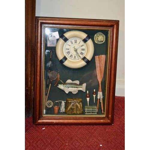 428 - 3D Fishing Scene Boxed Clock - Working