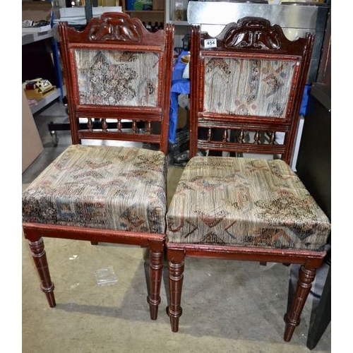 454 - Pair of Antique Re-Upholstered Chairs