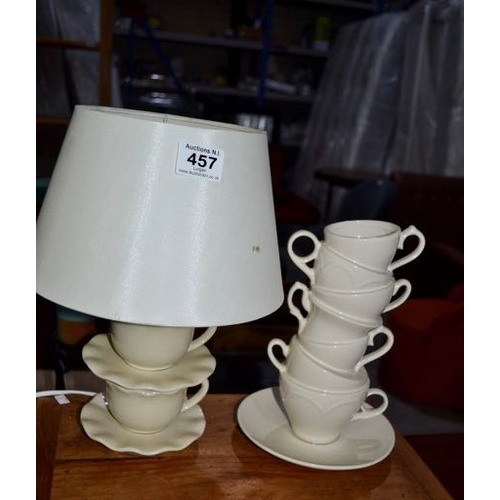 457 - Stacked Teacup Lamp + Vase