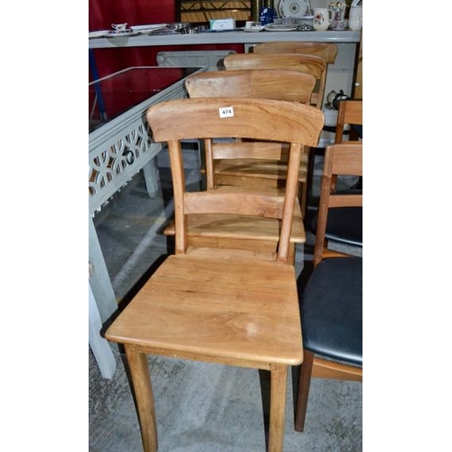 474 - Solid Pine Bar Back Chair x4