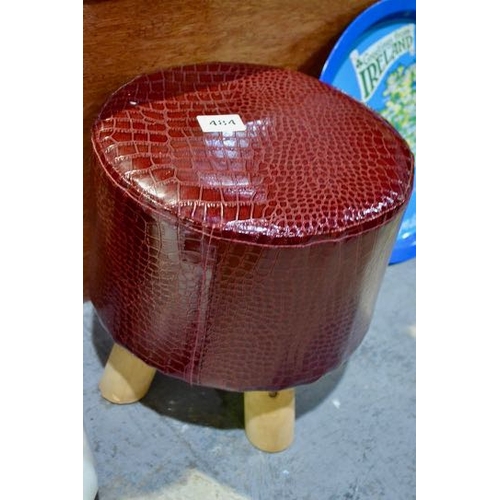 484 - Red Leather Circular Stool