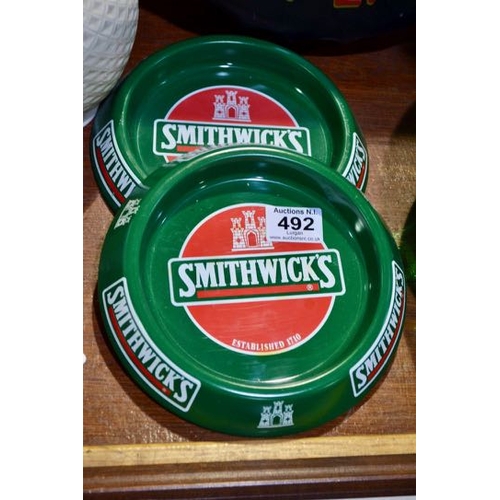 492 - Smithwicks Pub Ashtray x2