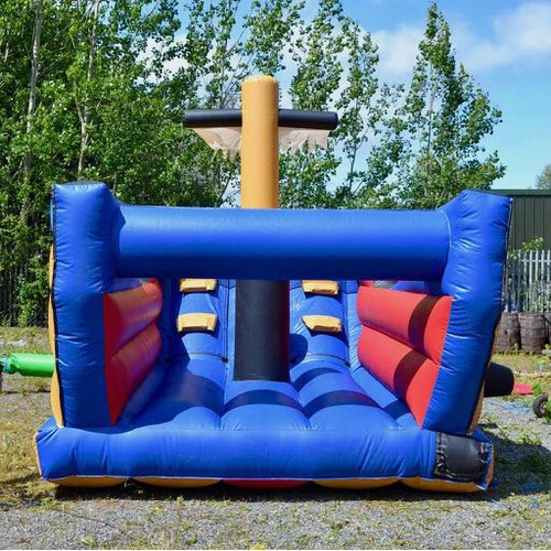 378 - Pirate Ship Obstacle Course Bouncy Castle with Slide - with Blower - Appx 30'x12'