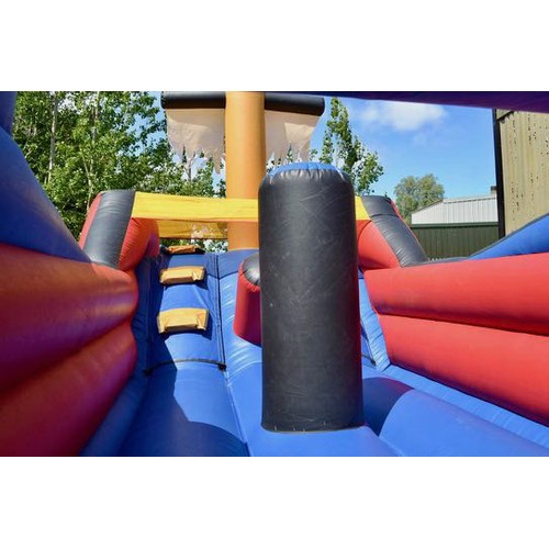 378 - Pirate Ship Obstacle Course Bouncy Castle with Slide - with Blower - Appx 30'x12'