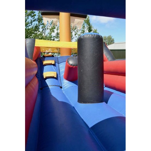 378 - Pirate Ship Obstacle Course Bouncy Castle with Slide - with Blower - Appx 30'x12'