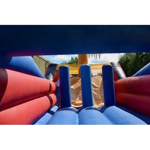 378 - Pirate Ship Obstacle Course Bouncy Castle with Slide - with Blower - Appx 30'x12'