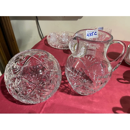 435C - Large Heavy Crystal Jug & Bowl