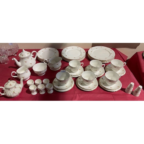 435E - Large Heron Cross Pottery 49 pc Floral Tea/Dinner Set