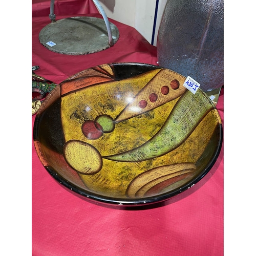 435J - Large Colourful Pottery Fruit Bowl