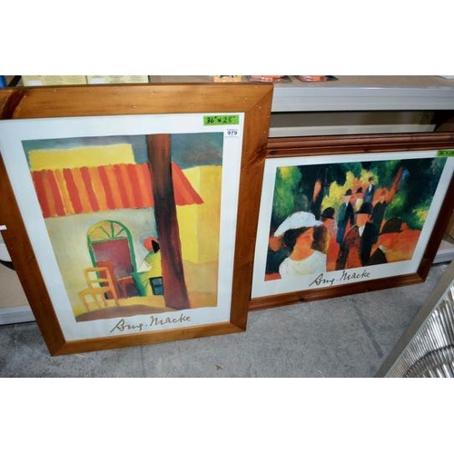 979 - Lg Pine Framed Macke Prints x 2