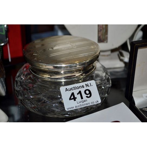 419 - Hallmarked Silver Capped Crystal Dish - Appx 4.5