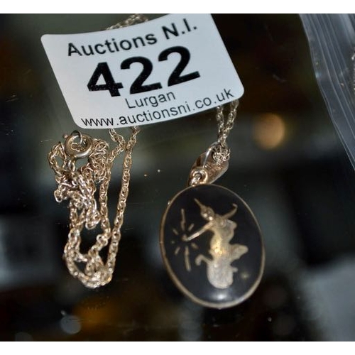 422 - Silver Necklace with Ornate Silver Pendant