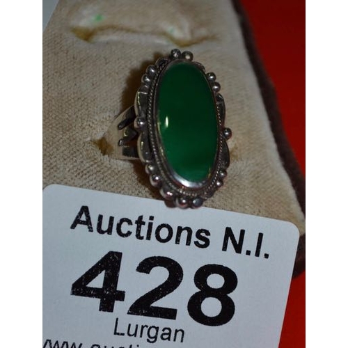 428 - Silver Ring with Green Stone