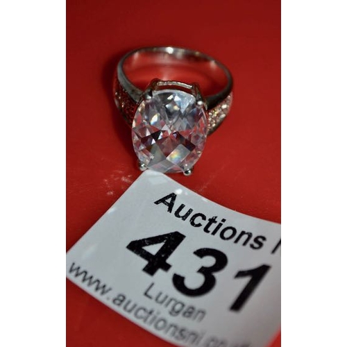 431 - Silver Large CZ Ring
